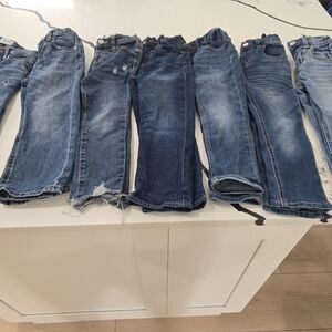 Bundle of Kids Blue Denim Jeans - 7 Pairs Straight, Jeggings